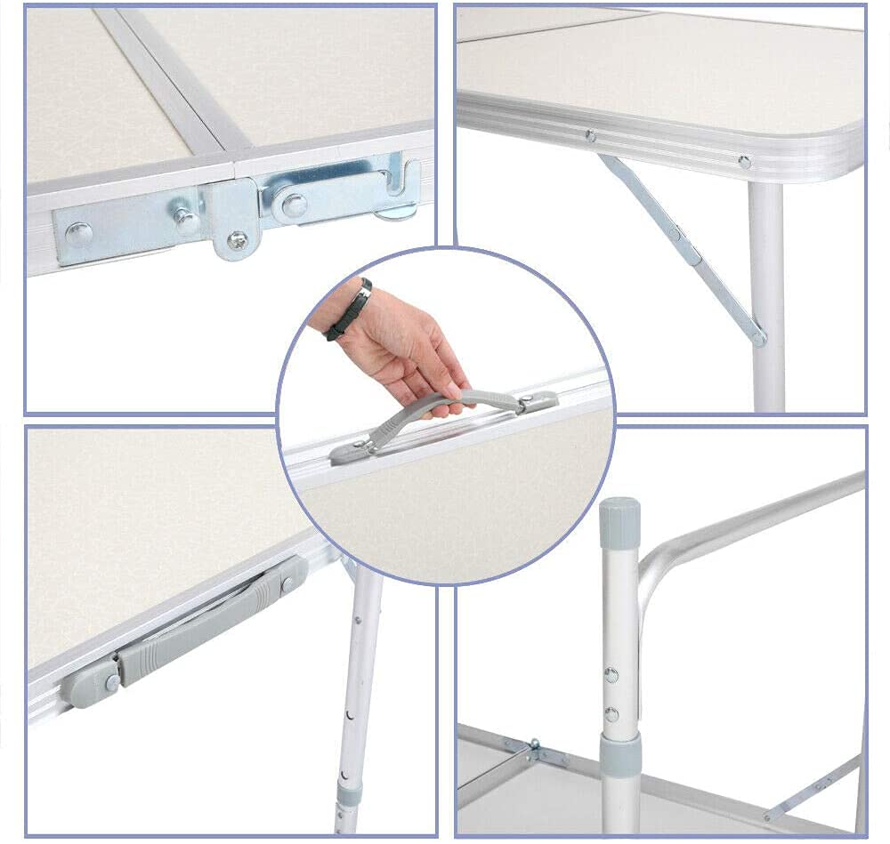 4ft Aluminum Folding Camping Table White W41622