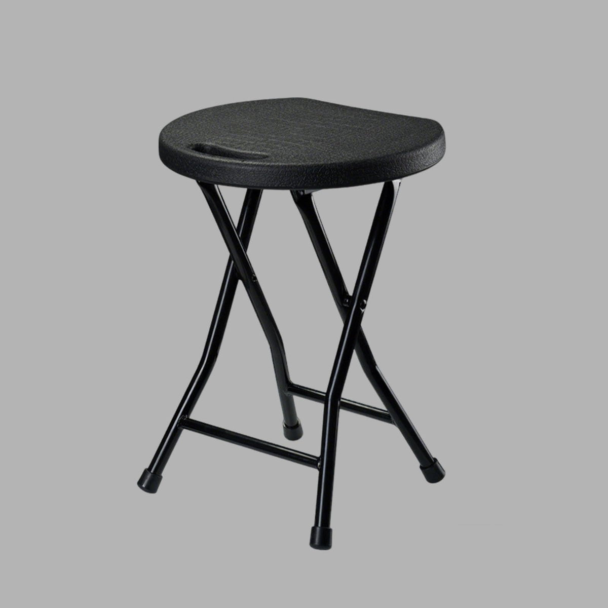 18in Black Backless Folding Chair with Steel Frame Legs A35696