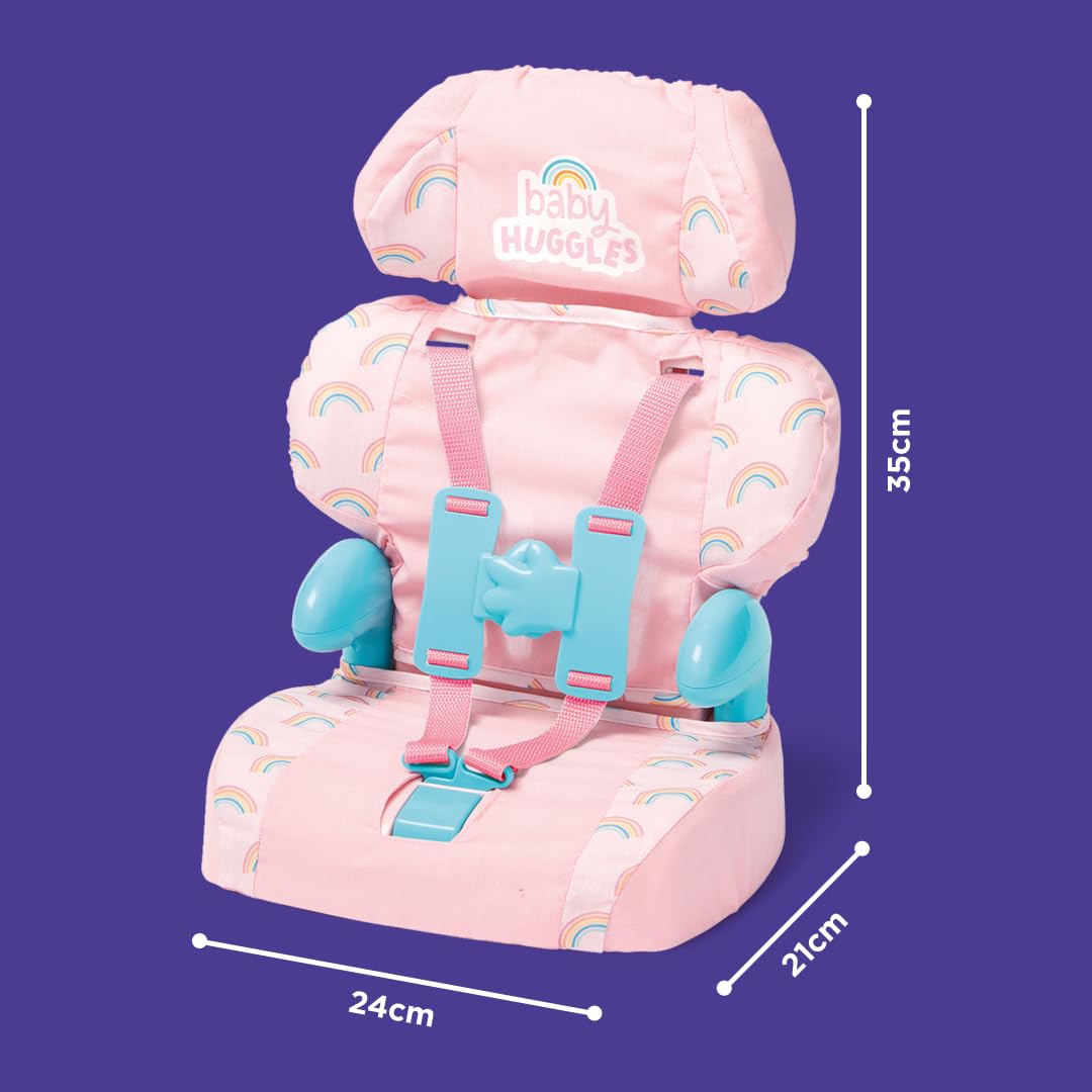 Pink Booster Seat for Dolls with Adjustable Headrest & Buckles Z122