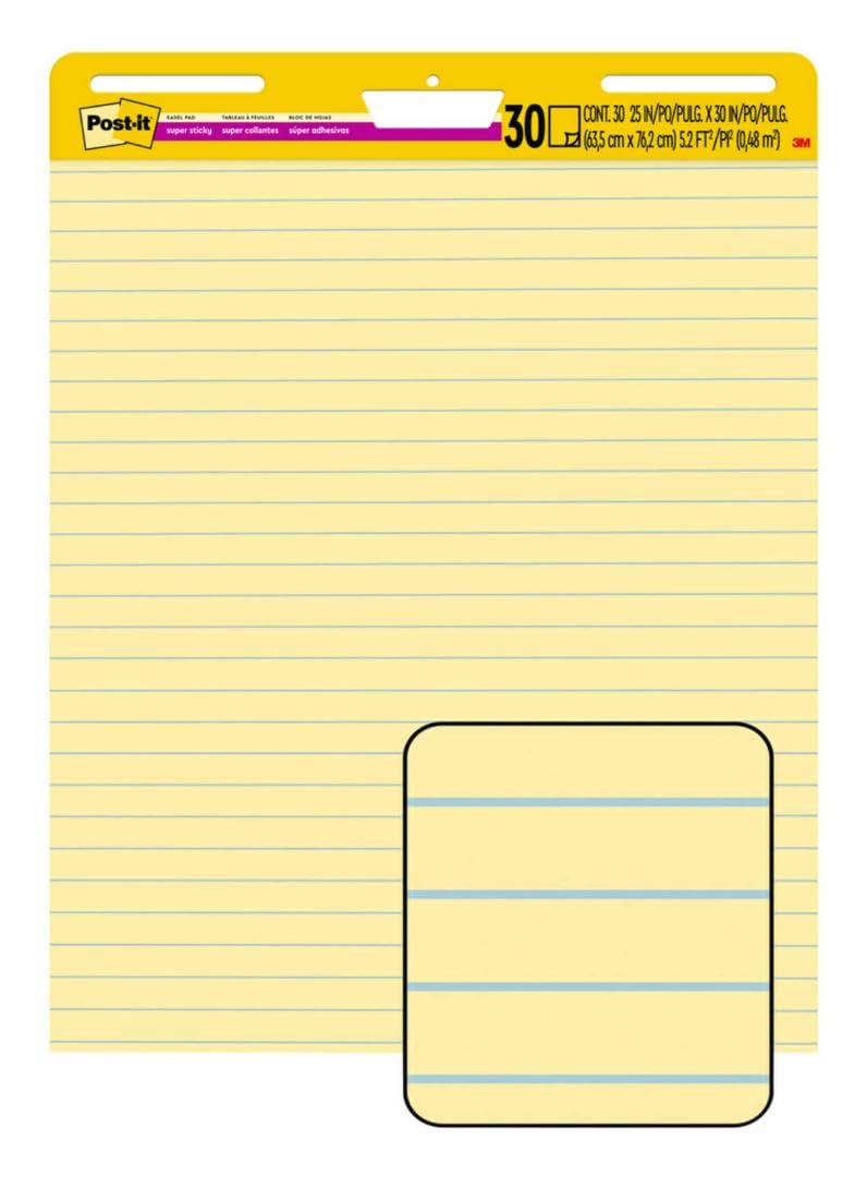 Yellow Lined Easel Pad, 25 x 30 in, 2 Pads E23438
