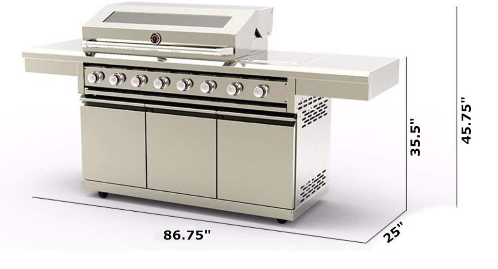 304 Stainless Steel 8 Burner Propane/Natural Gas BBQ Grill with Cover X297352