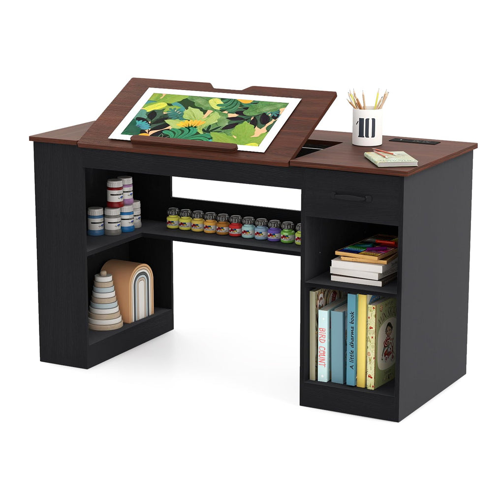 55.1" Black Drafting Table L76841