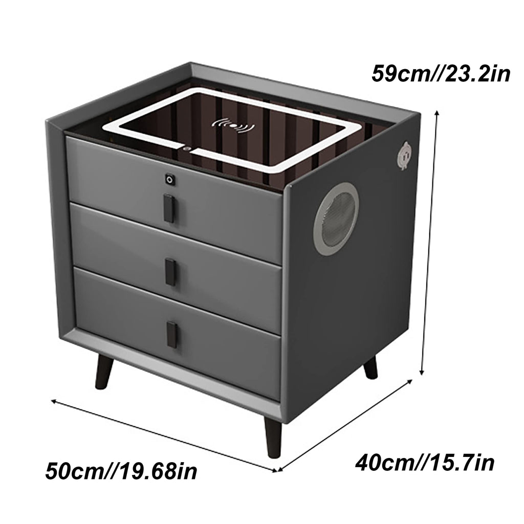 White 3 Drawer Bed End Table with Wireless Charging Q155219