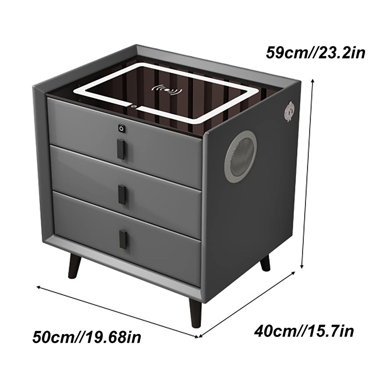 White 3 Drawer Bed End Table with Wireless Charging Q155219