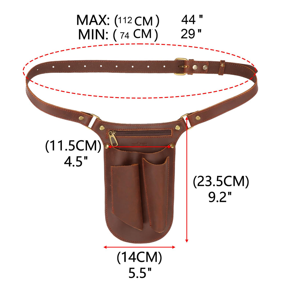 Brown Leather Gardening Tool Belt with 4 Pockets Y1867