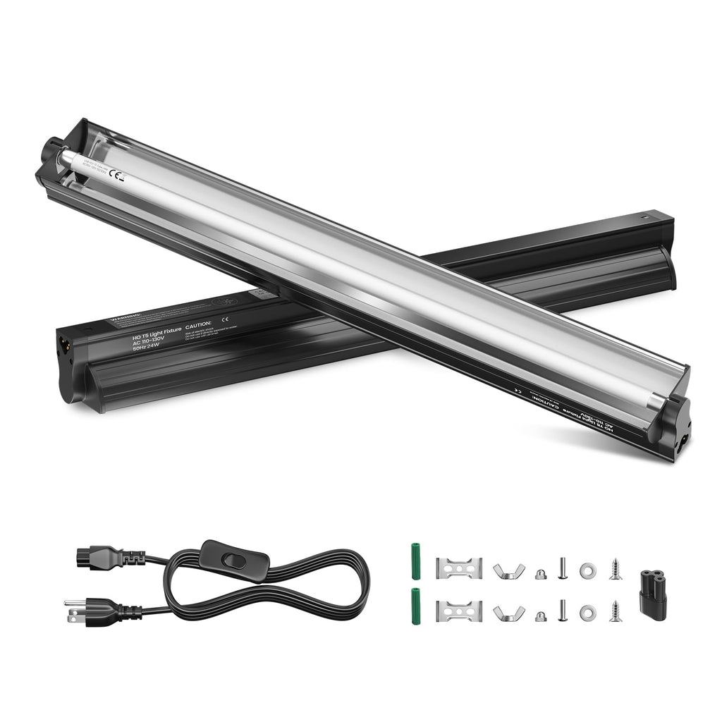 24W 10.0 T5 UVB Reptile Light Fixture Combo Kit 22inch Terrarium Hood A48555