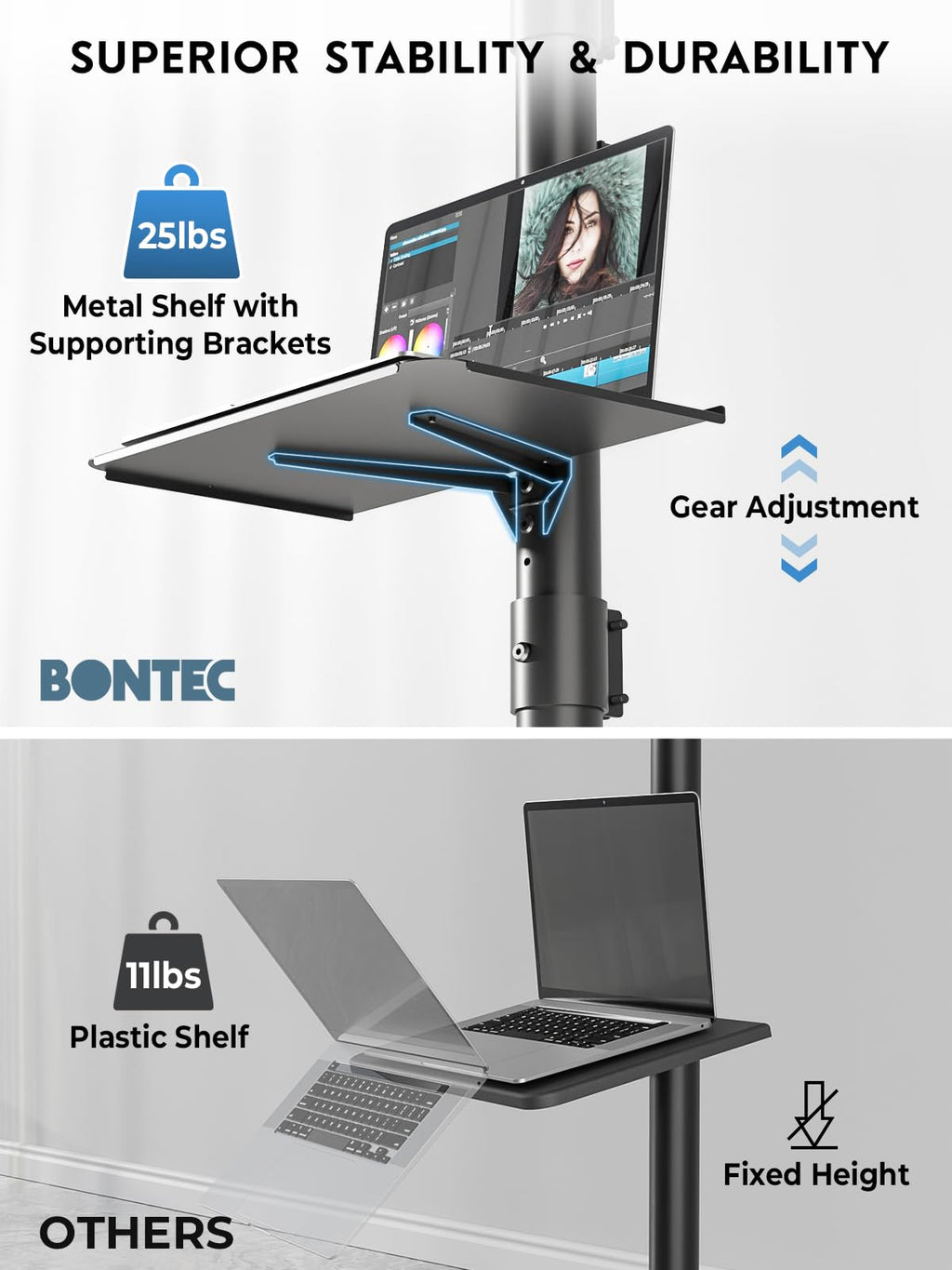 Black Rolling TV Stand for 23-65 Inch TVs O971324