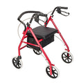 Foldable Rollator Walker with Seat & Wheels, Height Adjustable, 286lbs Weight Capacity, Red J2401