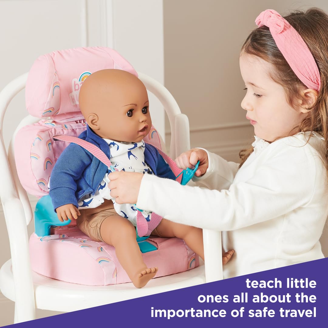 Pink Booster Seat for Dolls with Adjustable Headrest & Buckles Z122