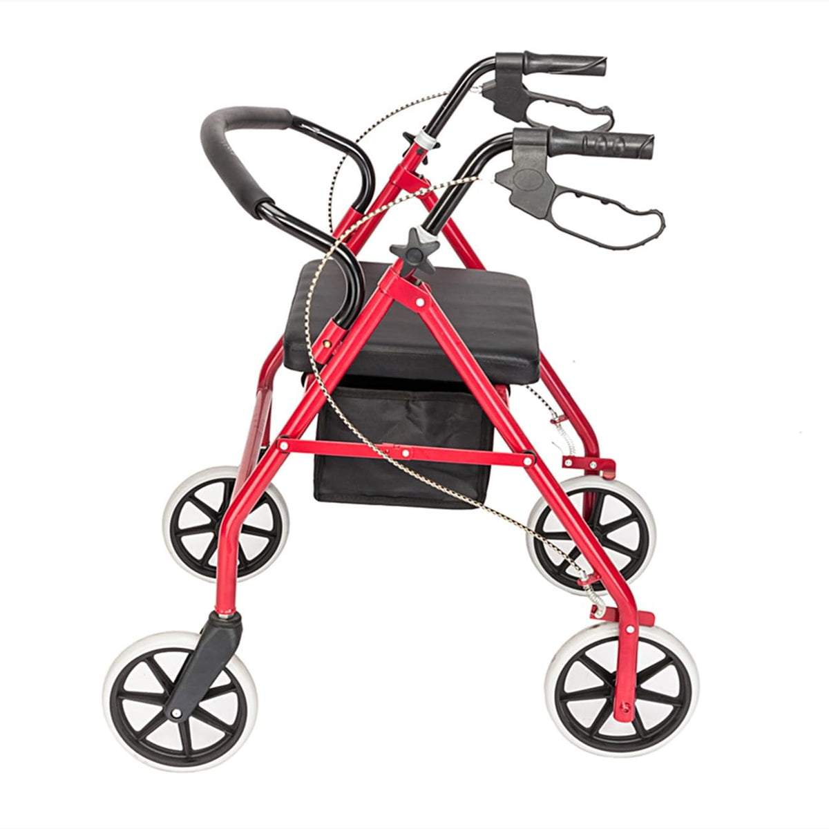 Foldable Rollator Walker with Seat & Wheels, Height Adjustable, 286lbs Weight Capacity, Red J2401