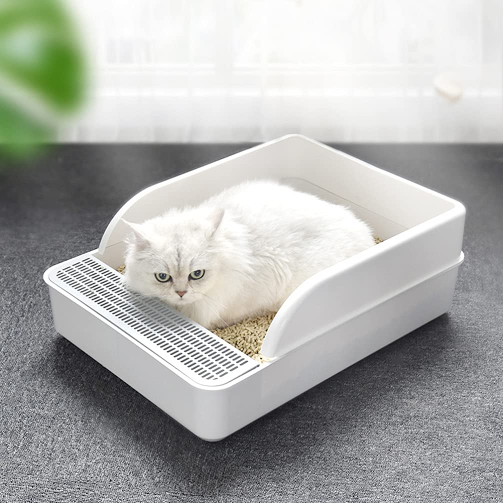 Plastic Half Covered Cat Litter Box Y3433