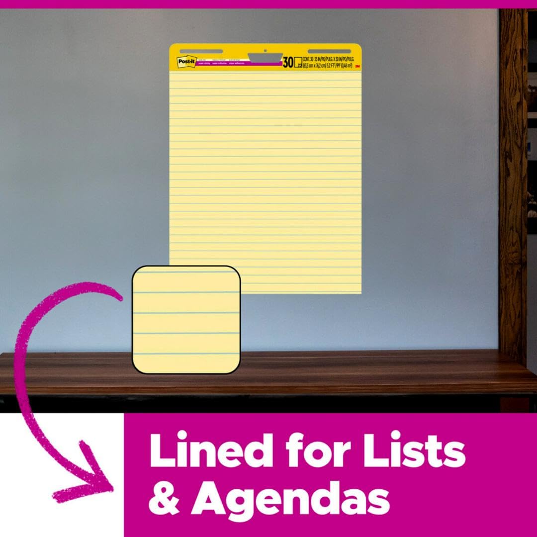 Yellow Lined Easel Pad, 25 x 30 in, 2 Pads E23438