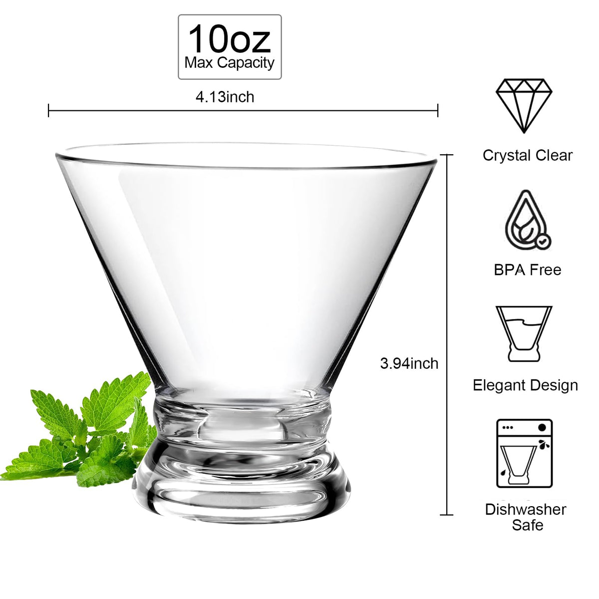 Set of 4 10oz Unbreakable Tritan Stemless Cocktail Glasses B897570