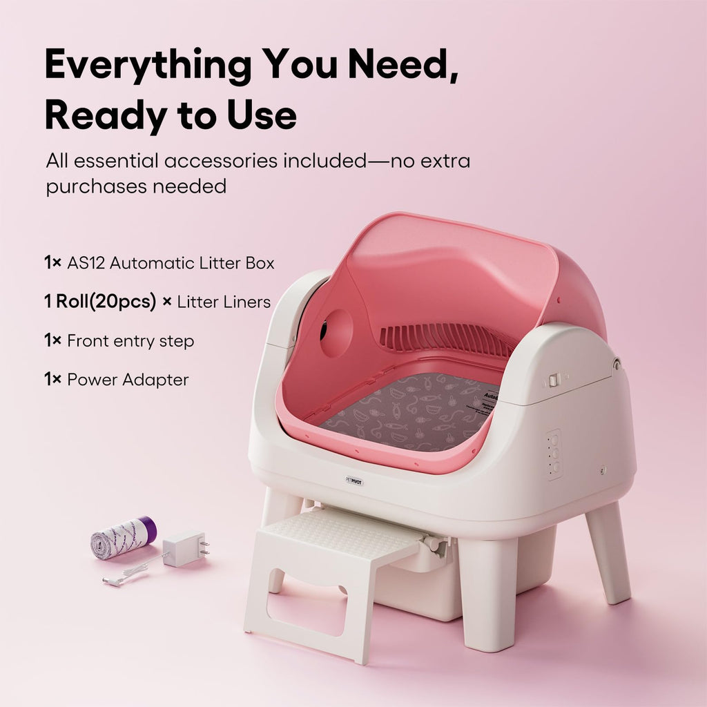 Self Cleaning Open Top Automatic Cat Litter Box Pink X79942