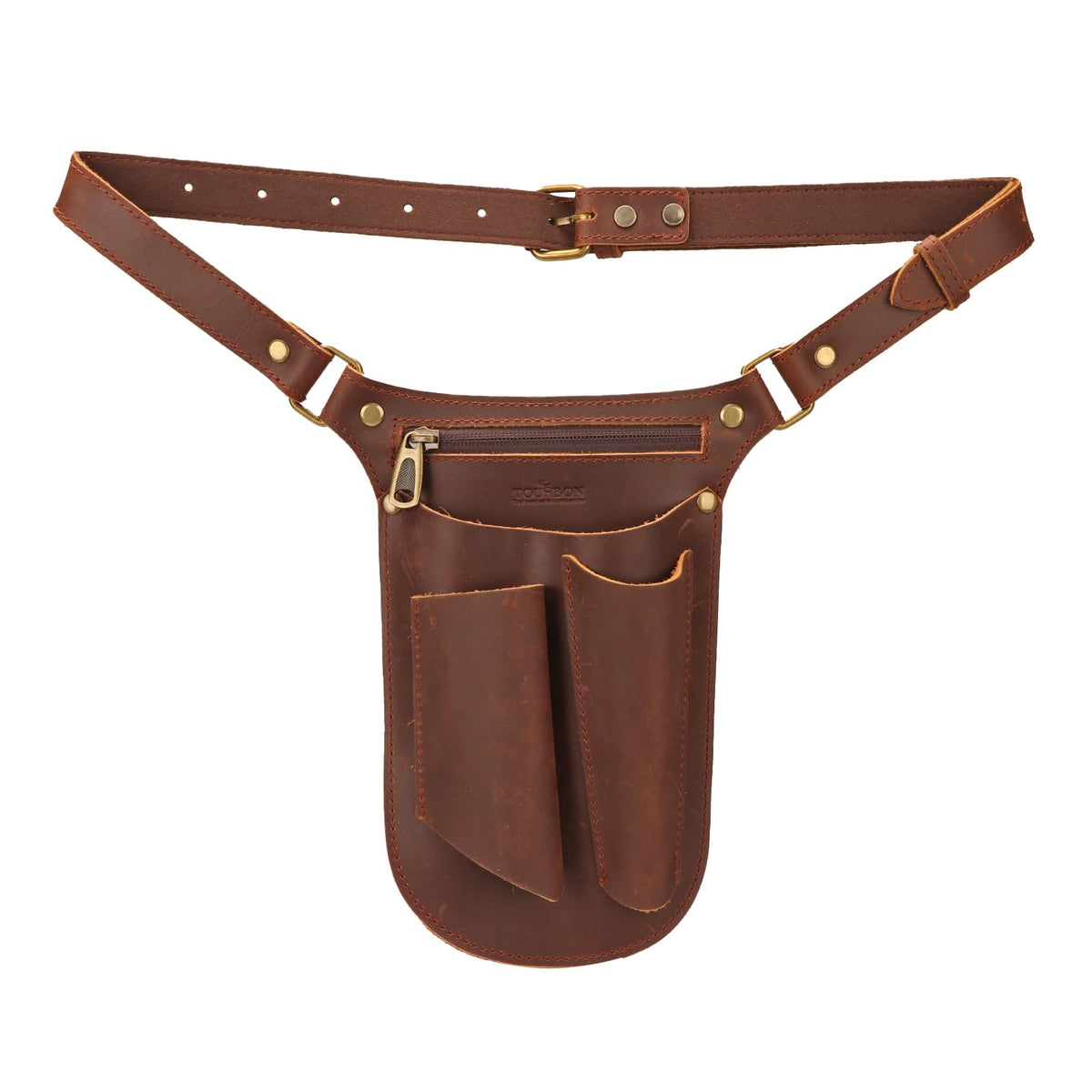 Brown Leather Gardening Tool Belt with 4 Pockets Y1867