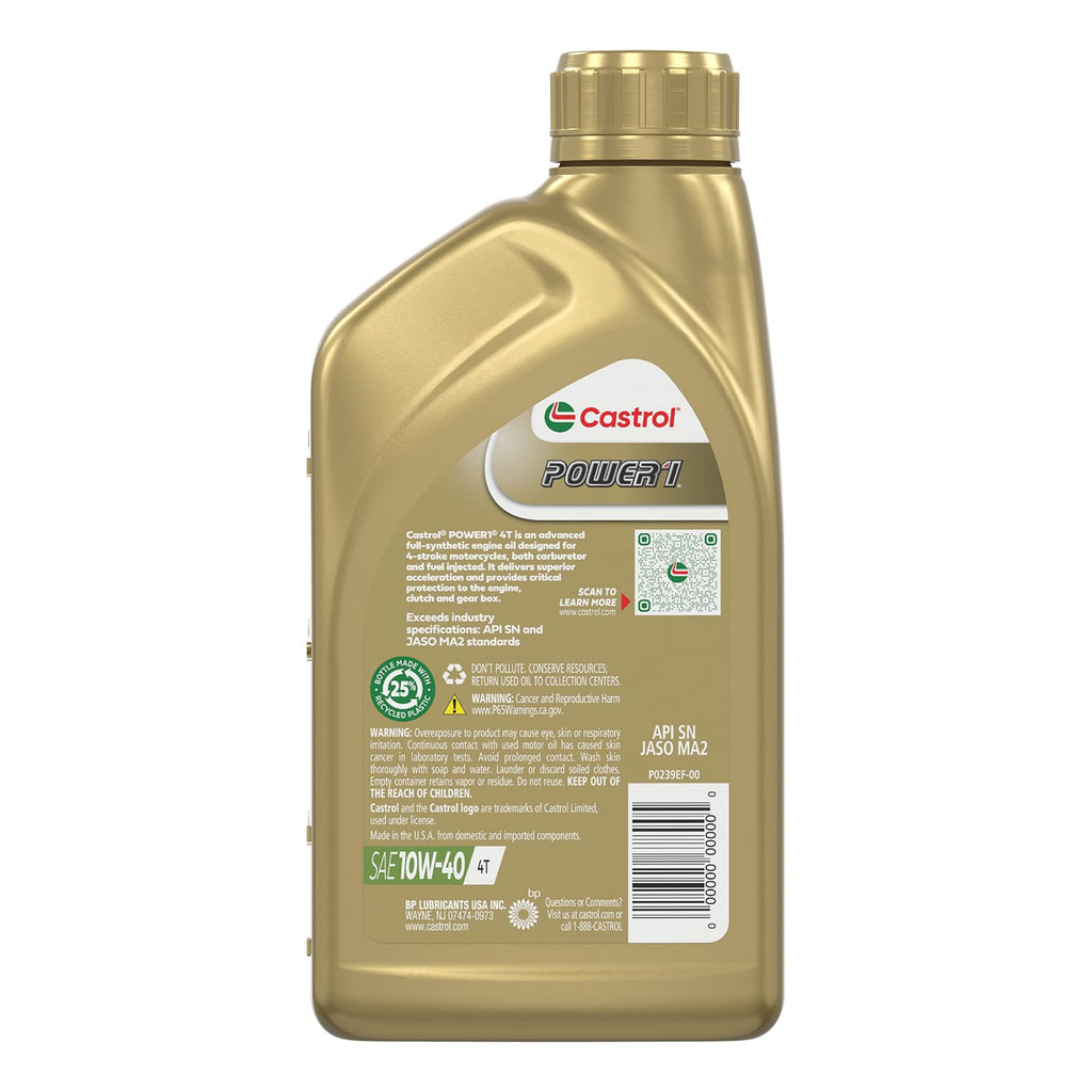 10W-40 Full Synthetic Motorcycle Oil, 1 Quart, Pack of 6 K4583
