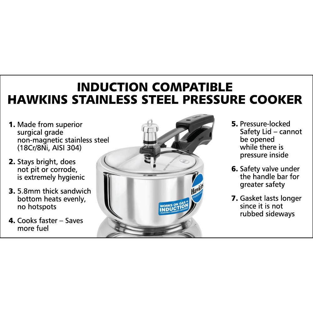 2 Litre Silver Pressure Cooker L555673