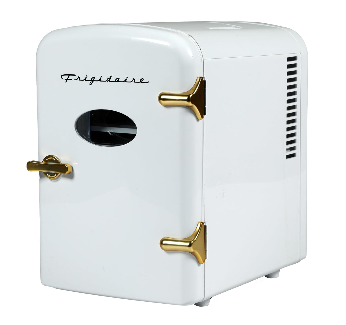 Retro Mini Personal Fridge Cooler, Holds up to 9 Cans, White Gold W7359