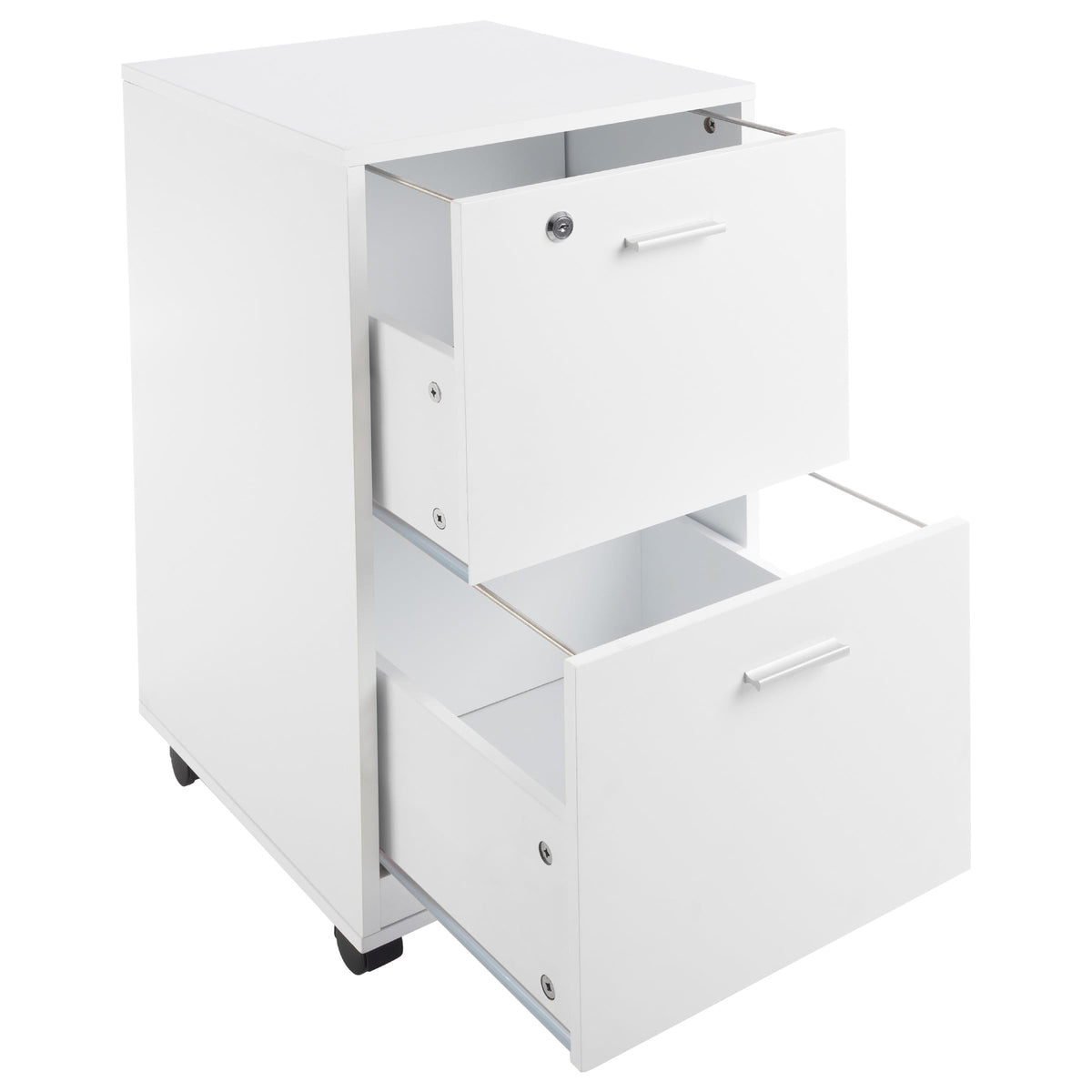 White 2-Drawer Wooden File Cabinet with Lock D79503