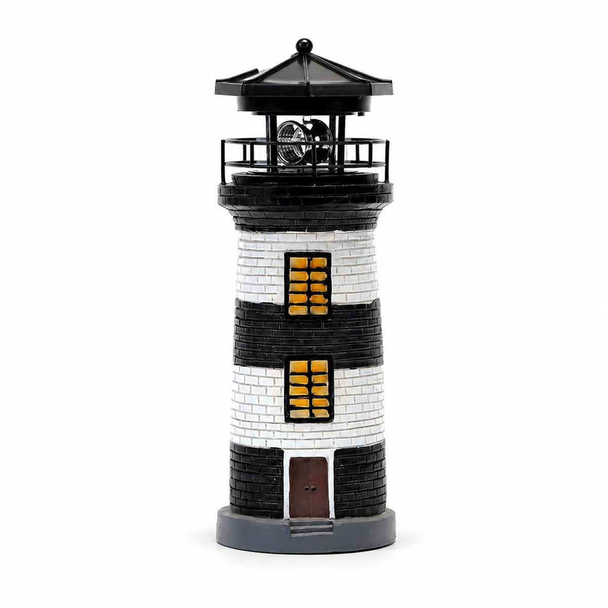 Solar Lighthouse Garden Light, Resin Outdoor Lighthouse Ornament with Rotating LED Beacon T21126