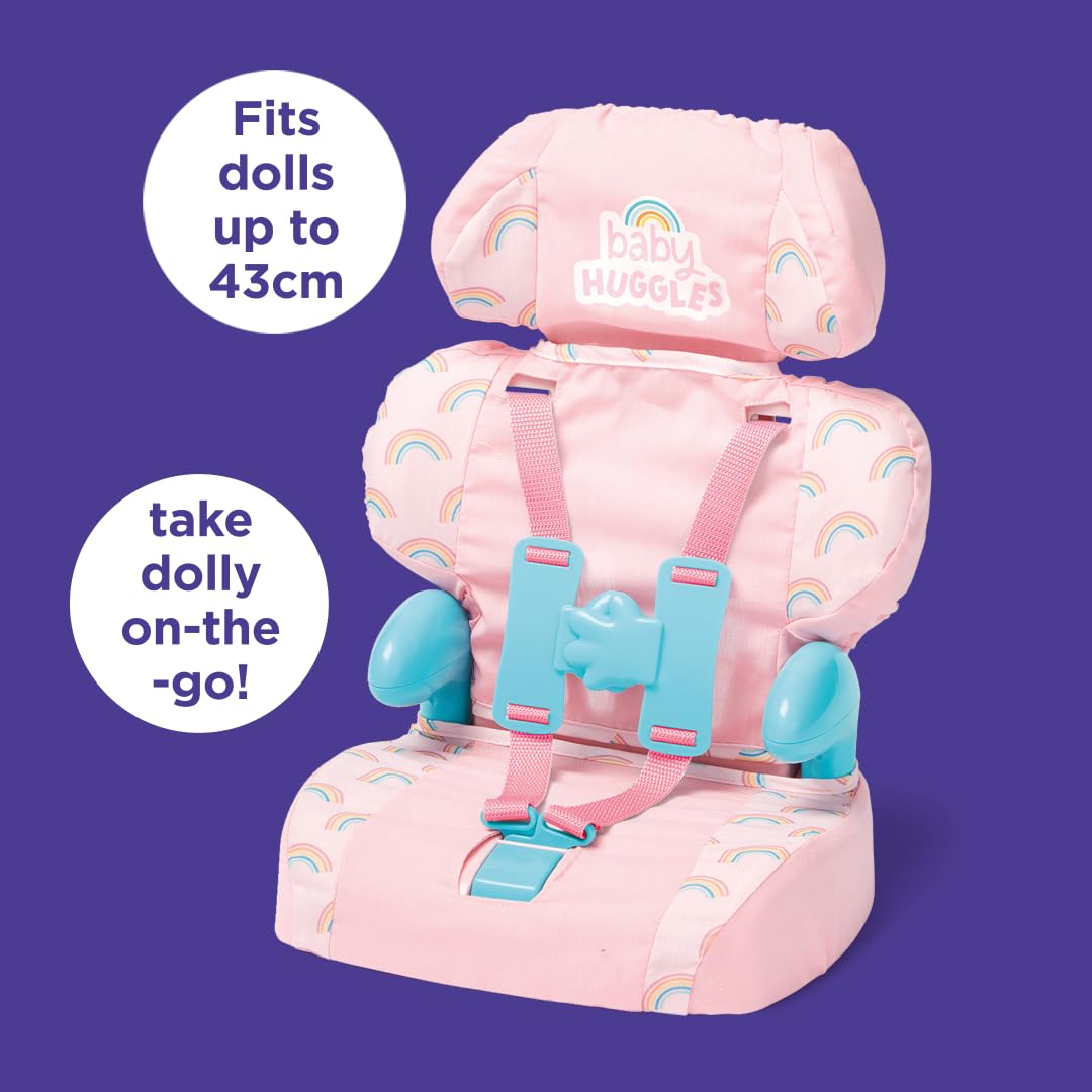 Pink Booster Seat for Dolls with Adjustable Headrest & Buckles Z122