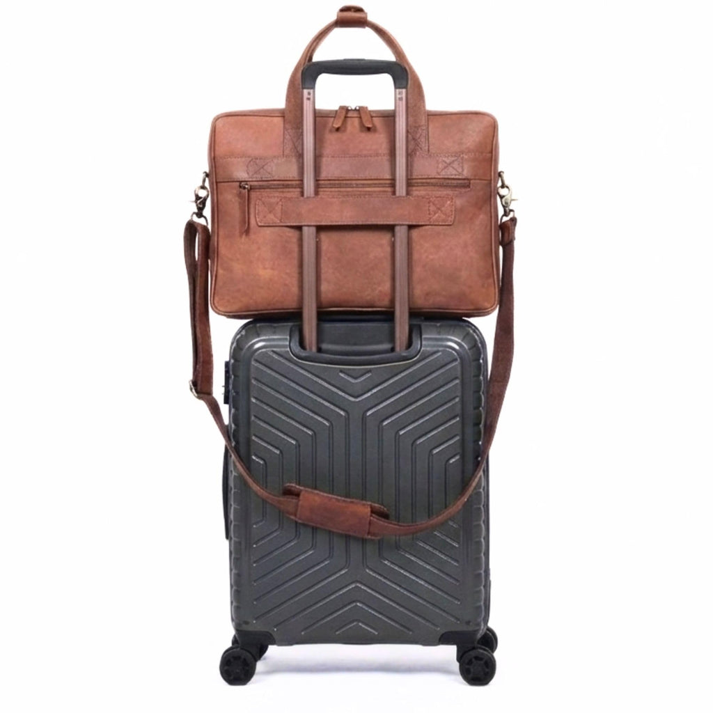 Brown 17-inch Genuine Leather Laptop Briefcase U63134