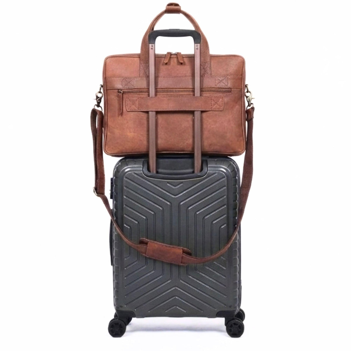 Brown 17-inch Genuine Leather Laptop Briefcase U63134