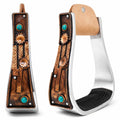 Aluminum Antique Copper Engraved Western Saddle Stirrups R402816