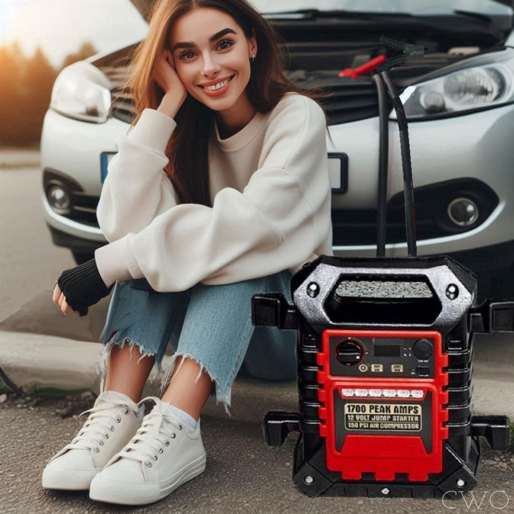 Portable Jump Starter & Power Pack with 150 PSI Air Compressor V741