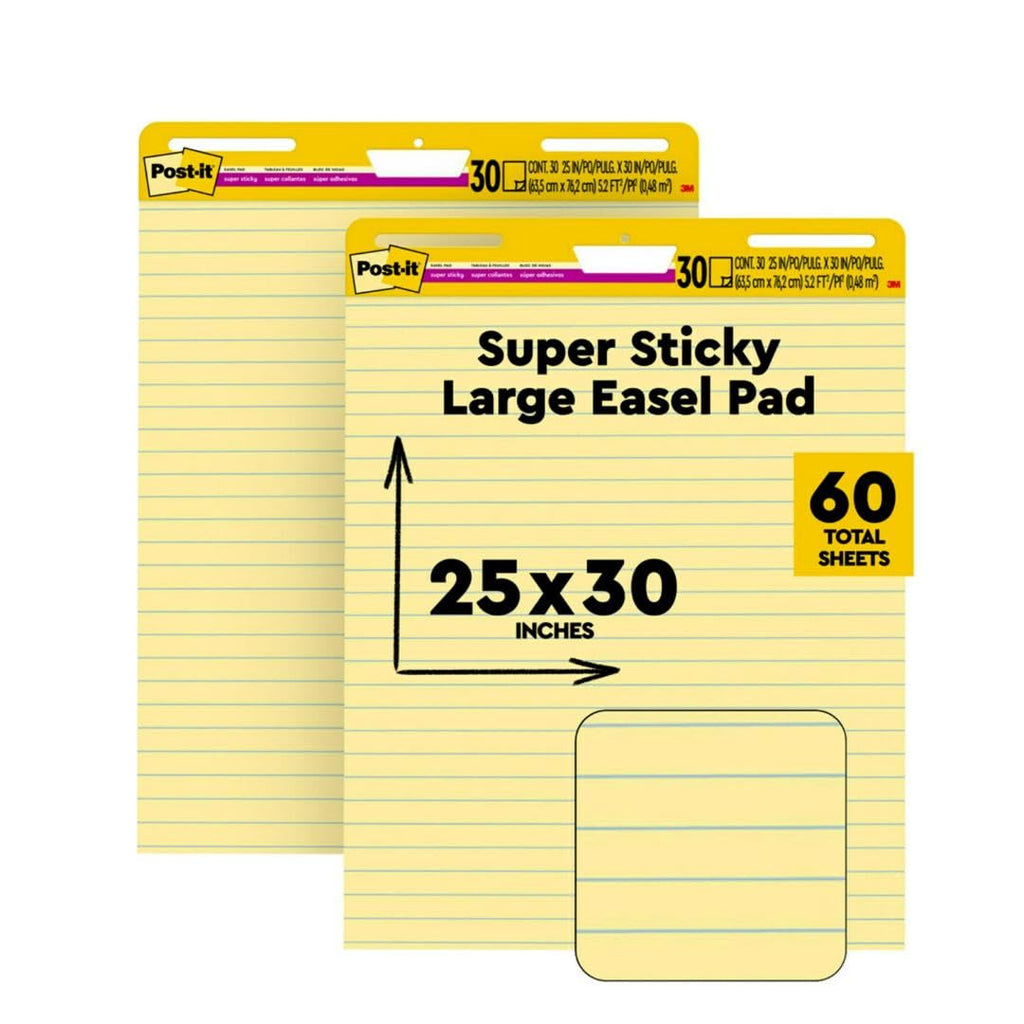 Yellow Lined Easel Pad, 25 x 30 in, 2 Pads E23438