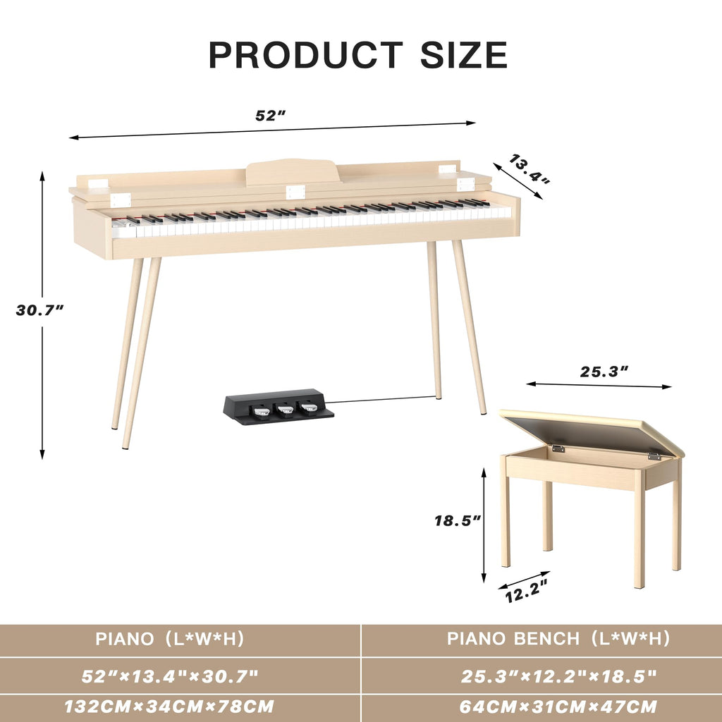 88-Key Weighted Digital Piano with 3-Pedal and Stand I8119
