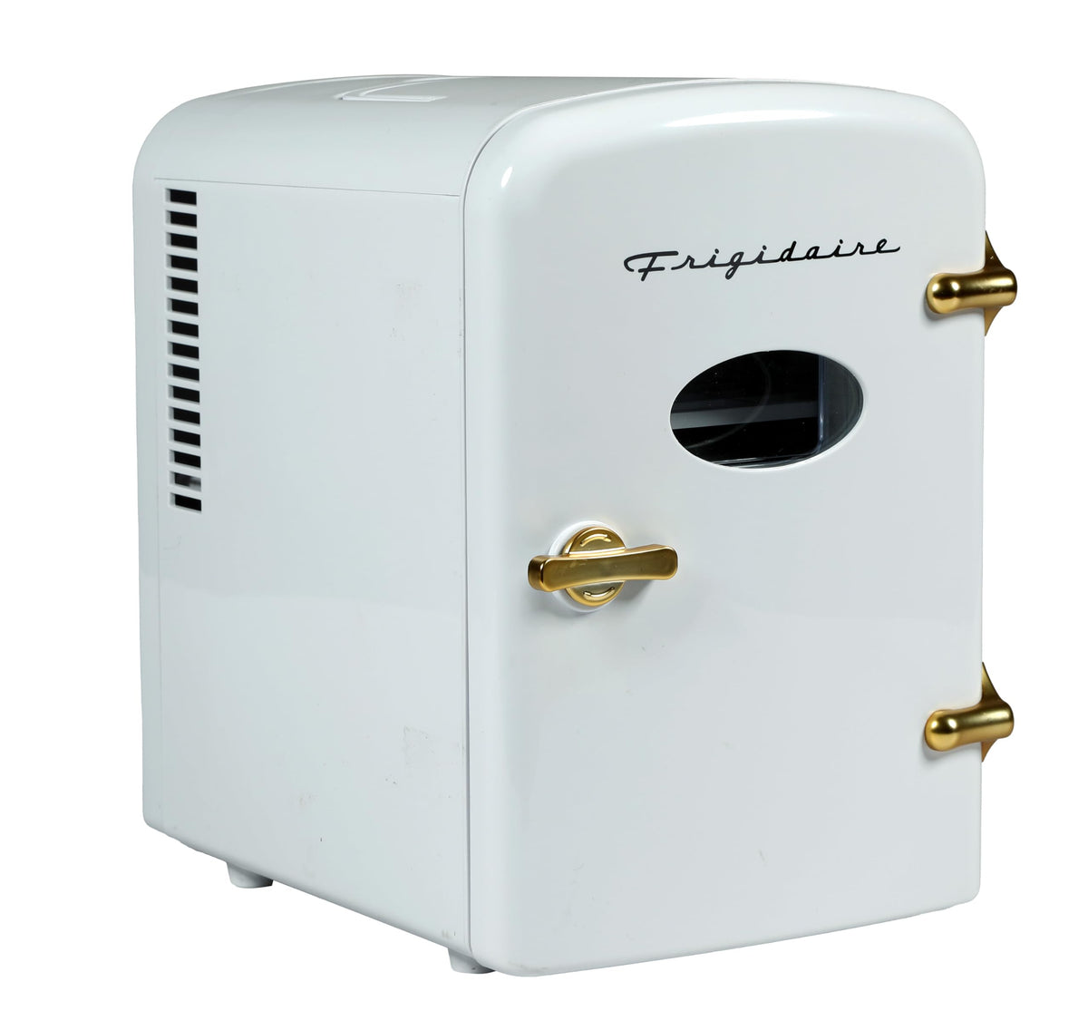 Retro Mini Personal Fridge Cooler, Holds up to 9 Cans, White Gold W7359