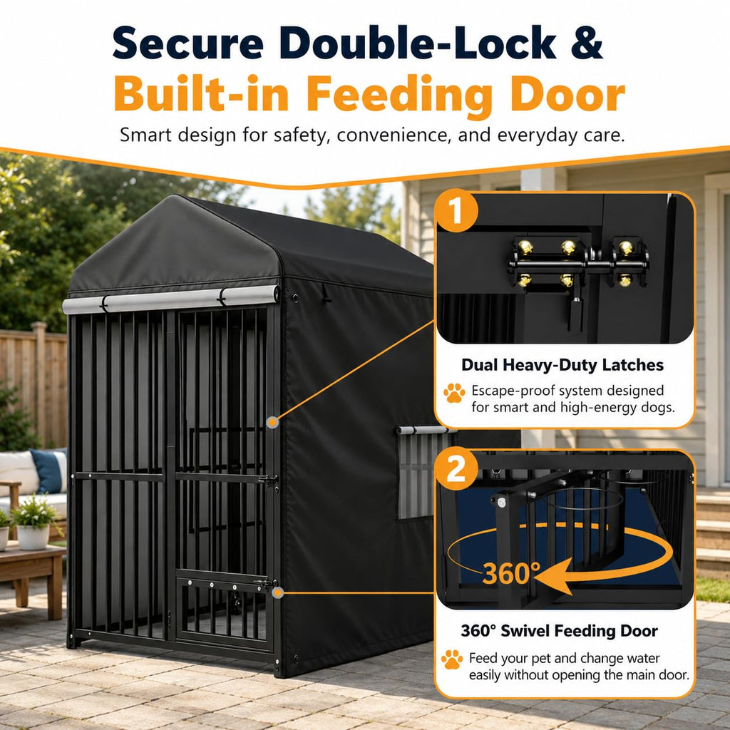 Heavy Duty Outdoor Dog Kennel with Cover J80865