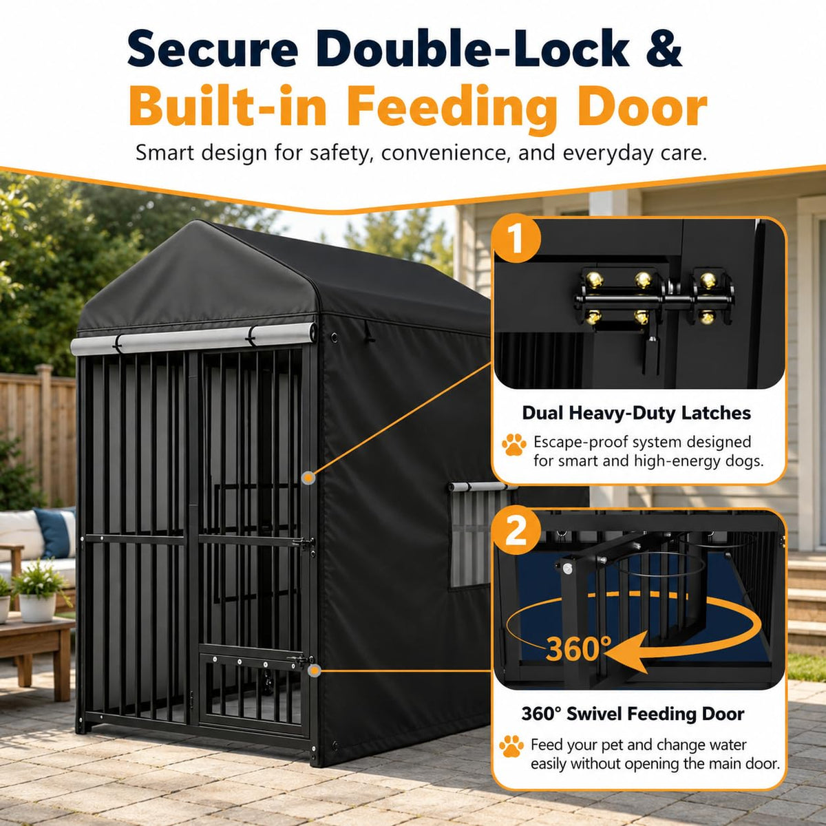 Heavy Duty Outdoor Dog Kennel with Cover J80865
