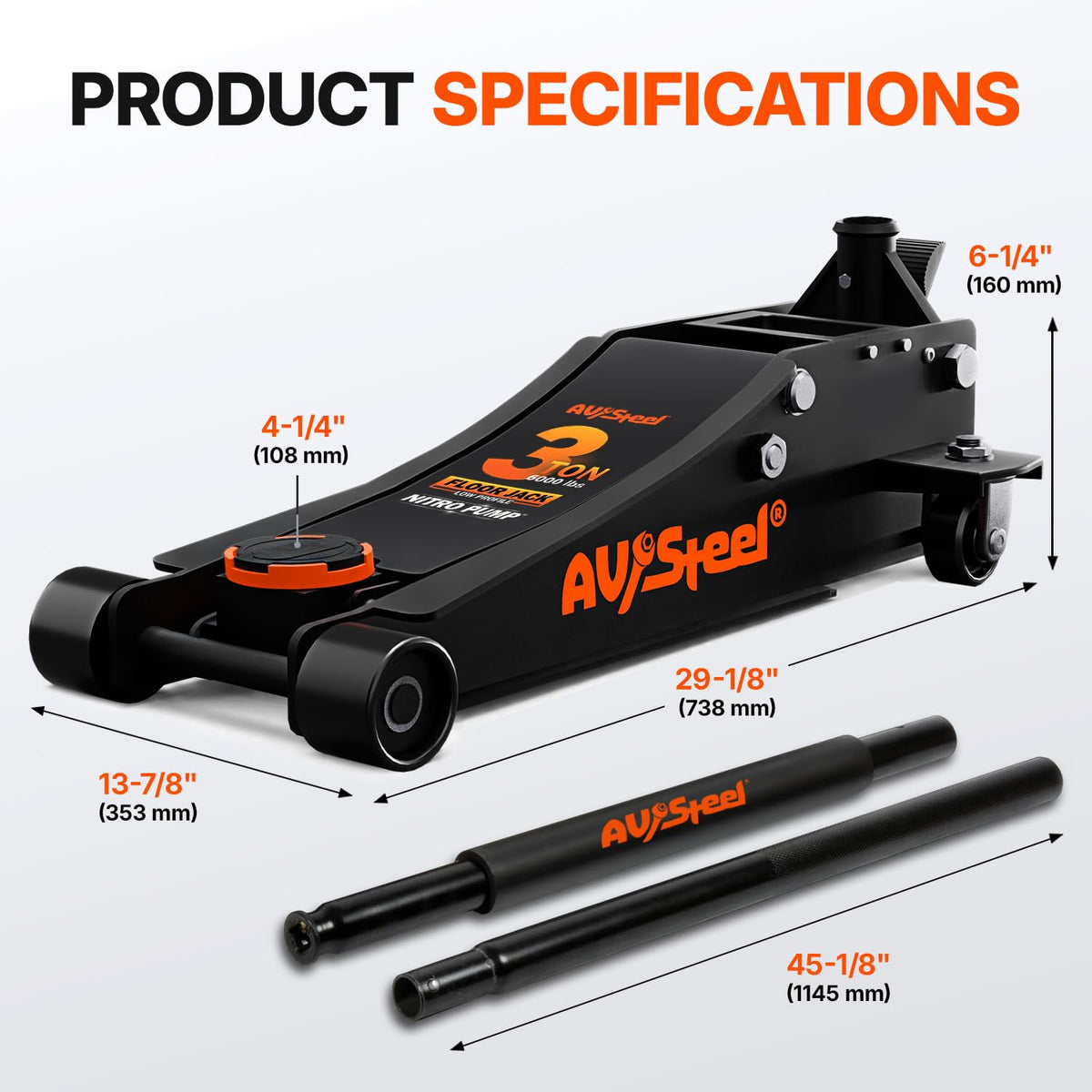 3 Ton Low Profile Hydraulic Steel Floor Jack L86349