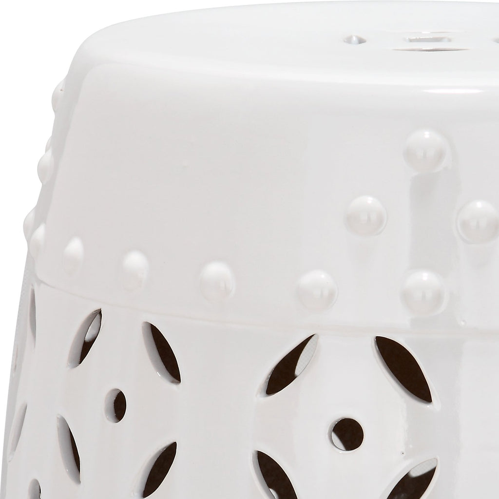 White Ceramic Garden Stool G696