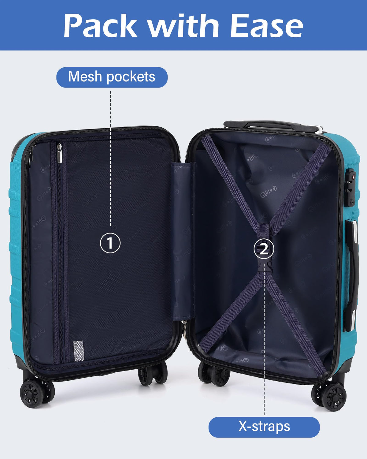 Hardside ABS Luggage with TSA Lock and Spinner Wheels Y6890