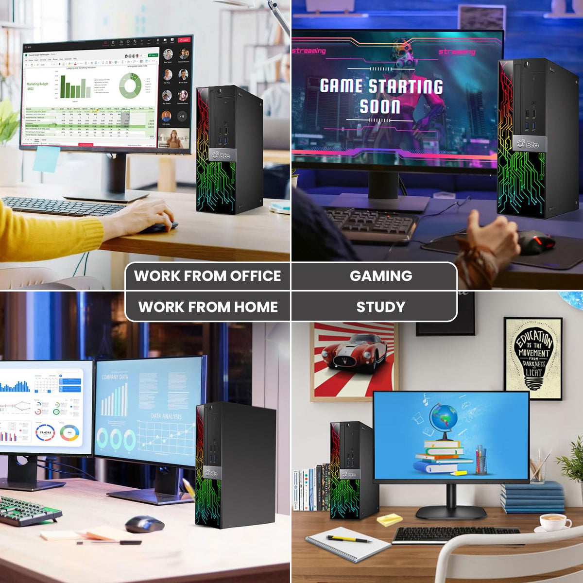 SFF Desktop Computer Intel Core i5 16GB RAM 128GB SSD 500GB HDD GT 1030 Gaming PC L44948