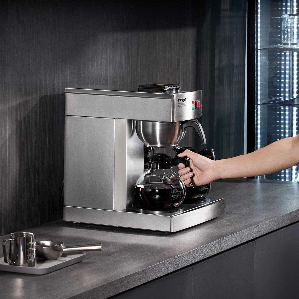12 Cups Commercial Drip Coffee Maker with 3 Glass Carafes and Warmer Plates W856253