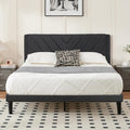 Queen Size Velvet Platform Bed Frame with Headboard B457592