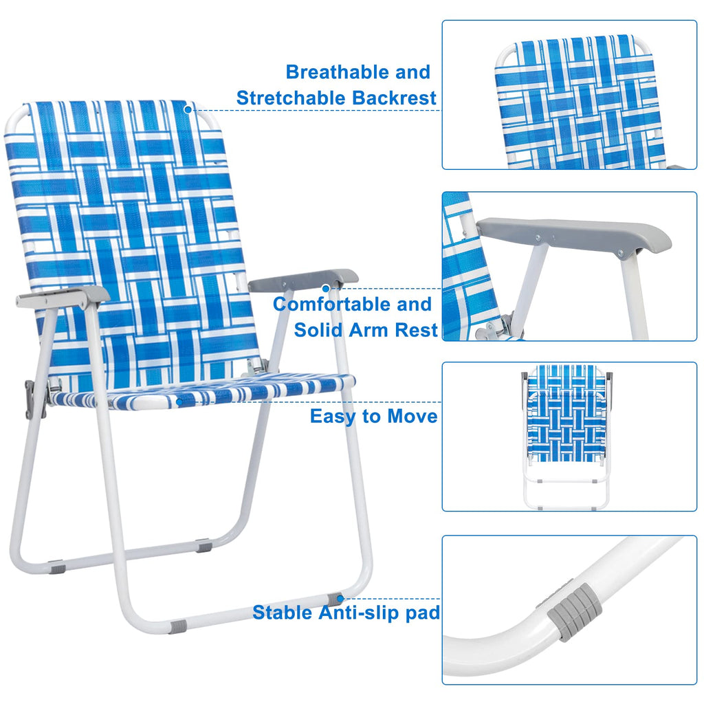 Set of 2 Blue Webbed Folding Camping Chairs Q56826