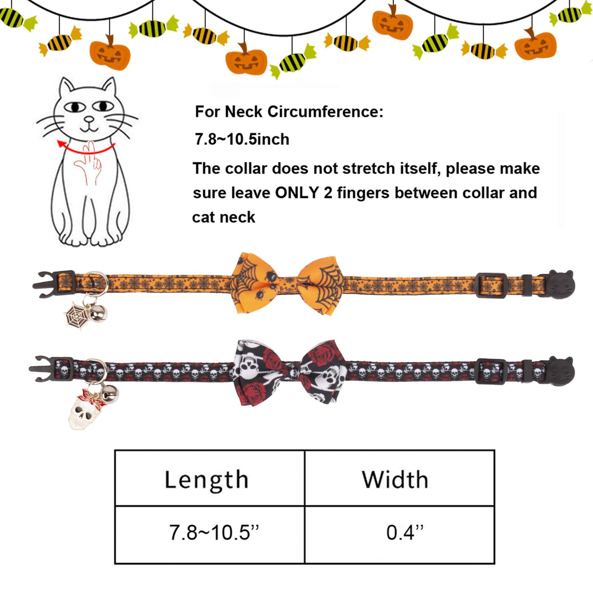 Halloween Cat Collar with Bow Bell T6989