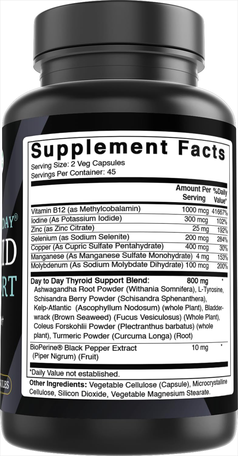 90 Vegetable Capsules Thyroid Support Supplement A47934