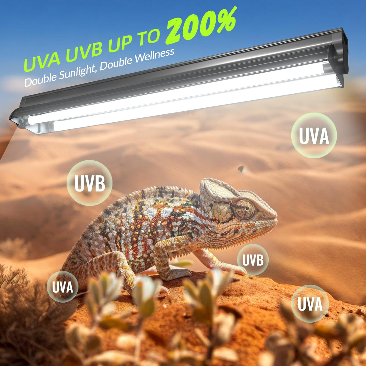 24W 10.0 T5 UVB Reptile Light Fixture Combo Kit 22inch Terrarium Hood A48555