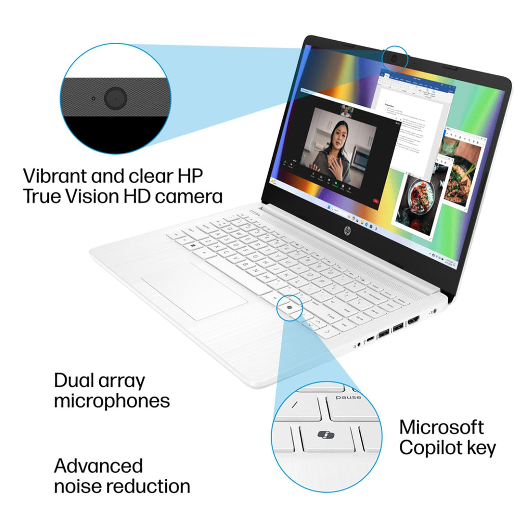 14 Inch Laptop, Intel Celeron N4500, 4GB RAM, 128GB Storage, Windows 11 S, Snowflake White E9515