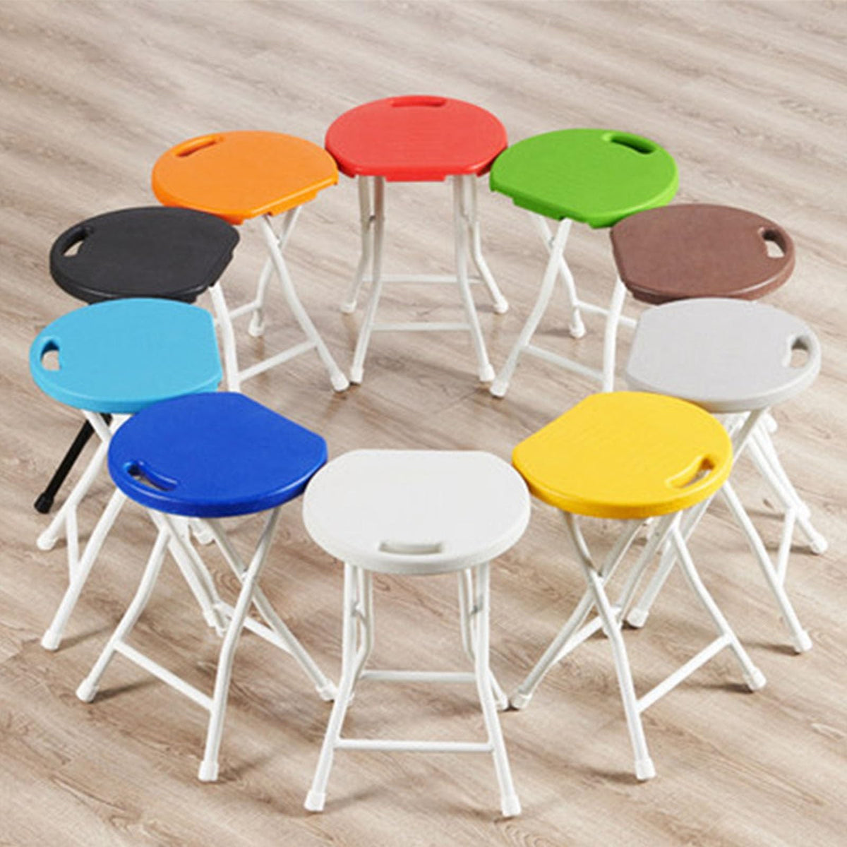 18in Black Backless Folding Chair with Steel Frame Legs A35696