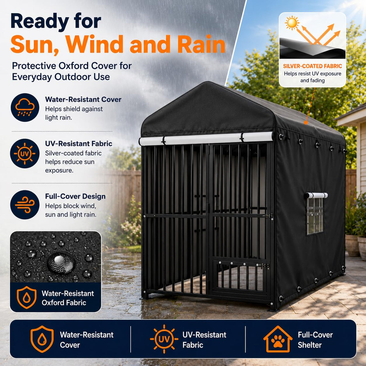 Heavy Duty Outdoor Dog Kennel with Cover J80865