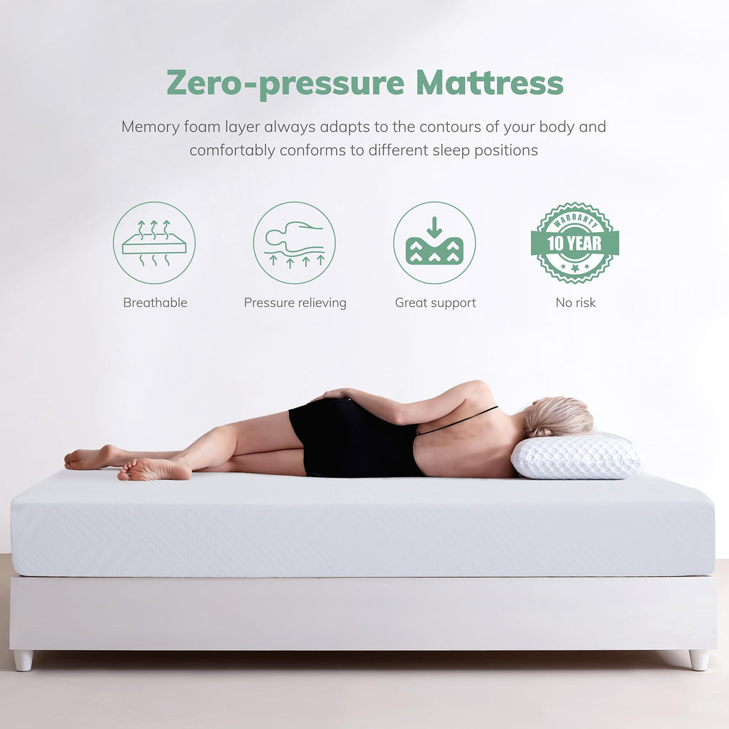White 5 Inch Twin Memory Foam Mattress S2601