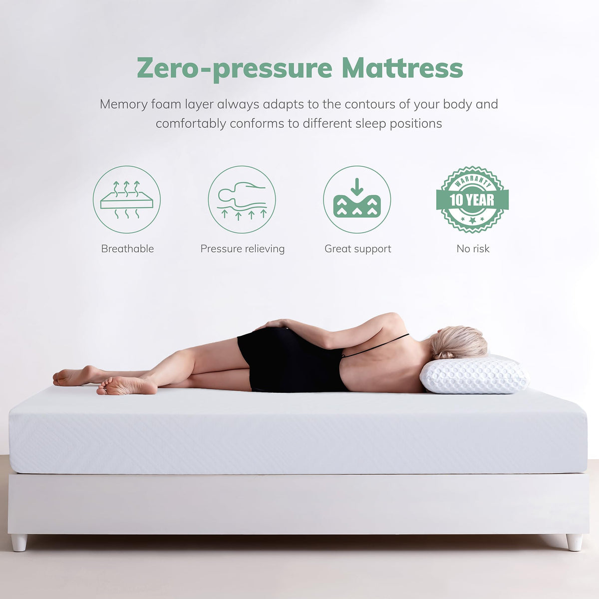 White 5 Inch Twin Memory Foam Mattress S2601