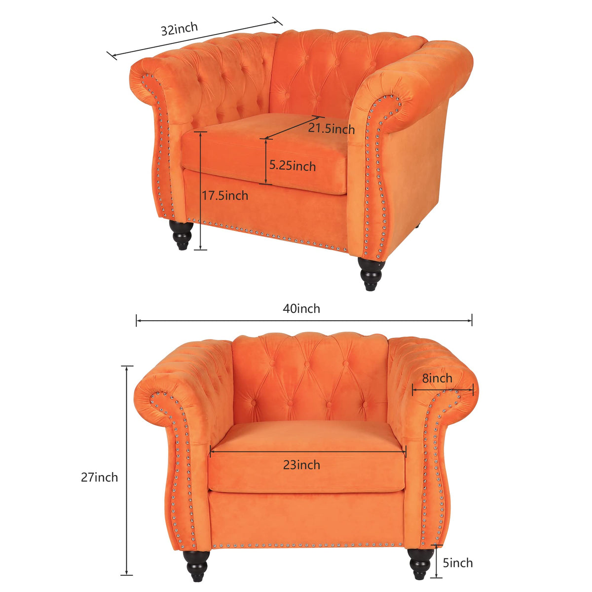 Orange Velvet Accent Chair X30287